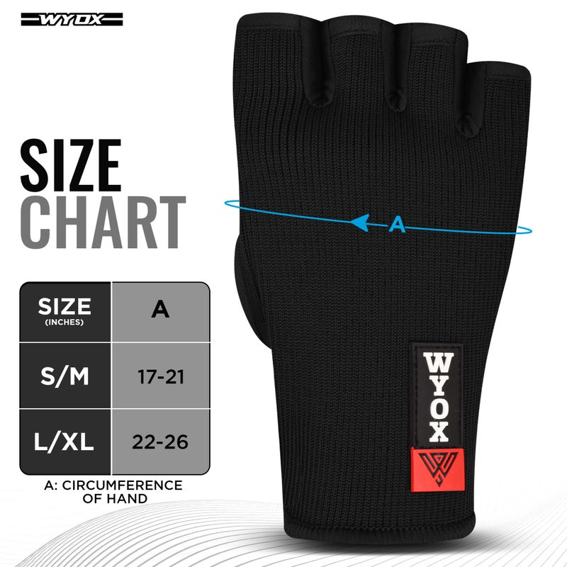 WYOX Boxing Hand Wraps Inner Gloves Men Women, Half Finger Under Mitts with Elasticated Bandages for Fist Protection, Ideal for Muay Thai, Kickboxing, MMA, and Martial Arts, Perfect for Training - Image 3